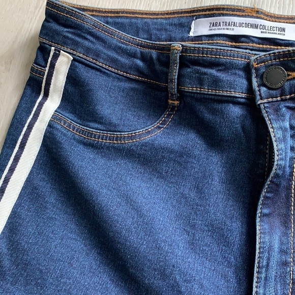 Zara High Rise Side Stripe Skinny Jeans Dark Wash size 10 - Picture 14 of 15